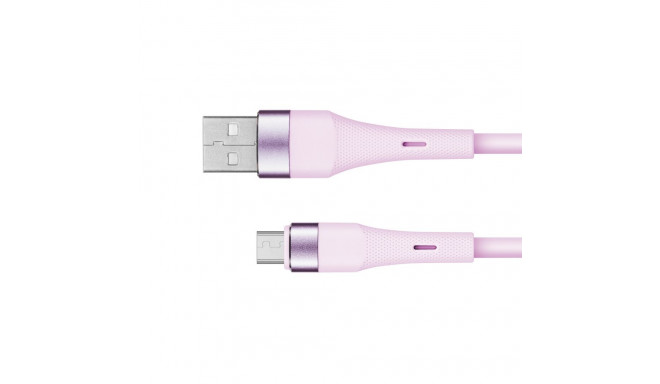 Kabel USB - microUSB 1 m silikoonist roosa Kruger&Matz Basic