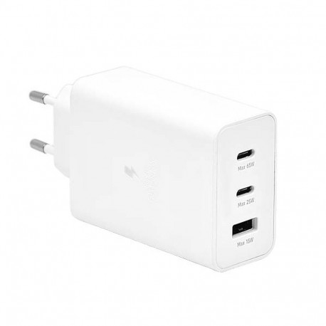 Võrgulaadija Power Delivery ja Quick Charge 65W, valge