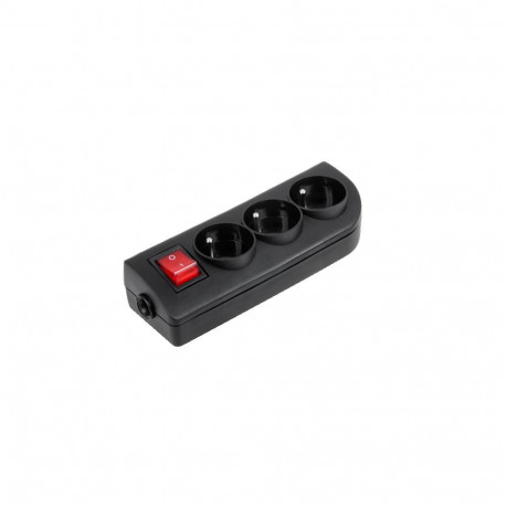 Gniazdo GN-30W-2 must pikenduspesadega (3 tk, maandusega ja lülitiga)