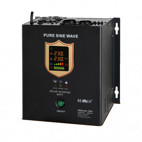 Seinale paigaldatav päikesepaneeli inverter KEMOT PROsolar-1000 (12V 230V 1000VA/700W)