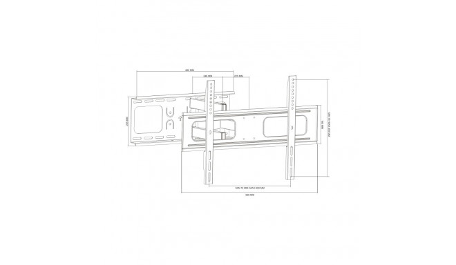 High Class seinakinnitus 37-70 tolli must LCD/PDP (reguleeritav vertikaalselt ja horisontaalselt)