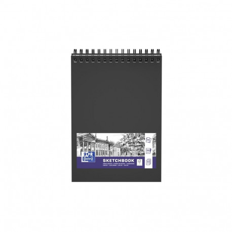 Eskiisiplokk A4 Oxford, 100g 50 lehte, must kõva kaas, spiraal lühemas küljes