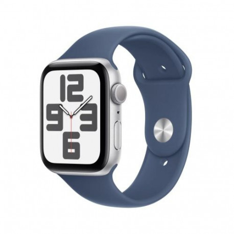 Apple Watch SE (2024) GPS 44mm Silver Alu Case, Denim Sport Strap M/L EU MXER3