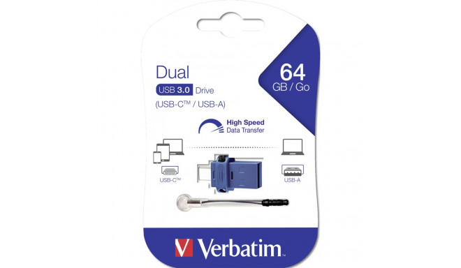 Verbatim Store n Go 64GB kahepoolne USB 3.0 / USB-C mälupulk