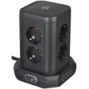 Brennenstuhl pistiktorn 8 pesaga, 4 USB, 2 m, must