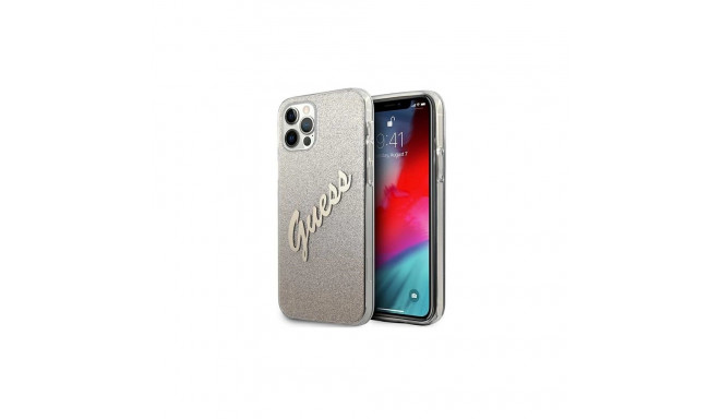 Guess GUHCP12LPCUGLSGO iPhone 12 Pro Max 6.7" gold/gold hardcase Glitter Gradient Script