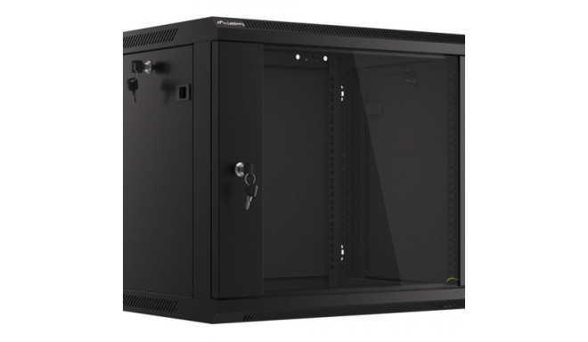 RACK CABINET 19" WALL-MOUNT 9U/600X450 (FLAT PACK) WITH GLASS DOOR BLACK LANBERG V2