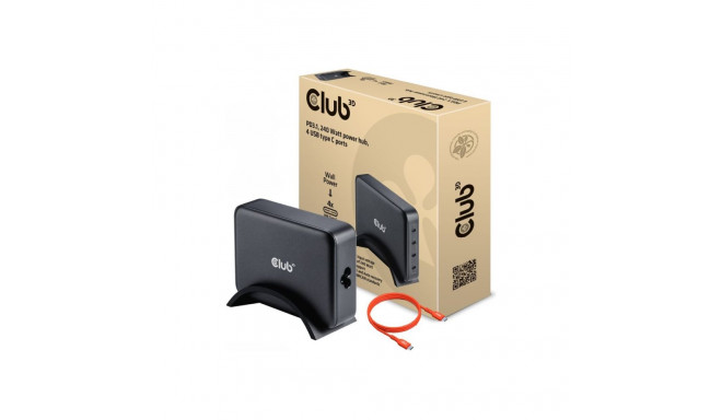 CLUB 3D Travel Charger 240 Watt GaN technology Four port USB Type-C Power DeliveryPD 3.1 and PPS Sup