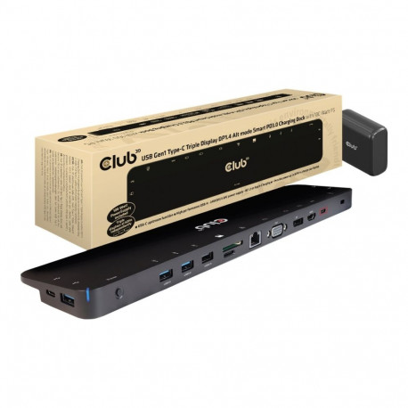 CLUB 3D USB Gen1 Type-C kolmekordne ekraan Display Port 1.4 Alt mode nutikas PD3.0 laadimisdokk 100-
