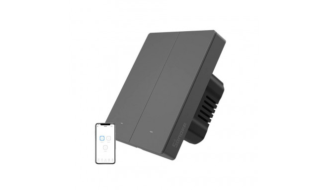 Smart WiFi wall switch SONOFF M5-2C-80 (2-channel, for frame, graphite)