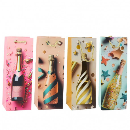 pastelne paberkott šampanjapudelile 35 x 12 x 9 cm