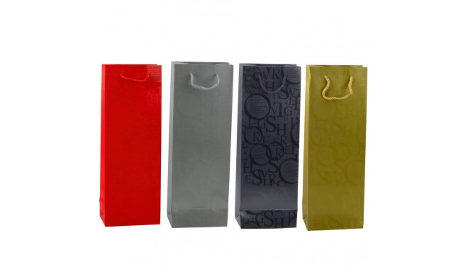 Torba Prezentowa Na Butelkę Wino Wzór Z Napisami 35 x 12 x 9 cm