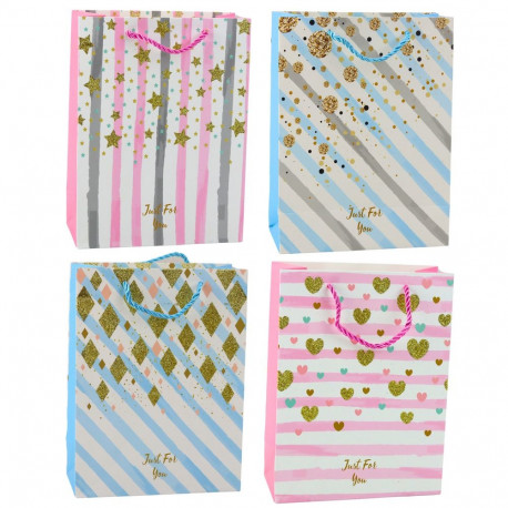 torba paberkott sinine roosa sädelev 23 x 18 x 10,5 cm