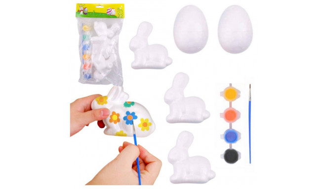 Zestaw Do Malowania Styropianowych Ozdób 3 Zające 2 Jajka Farby