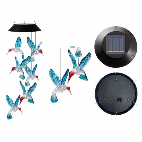 kolibry ja lindudega värviline LED päikeselamp