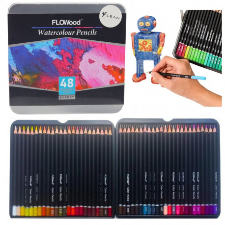 Zestaw Kredek Artystycznych Akwarelowych 48 Sztuk Kolorów