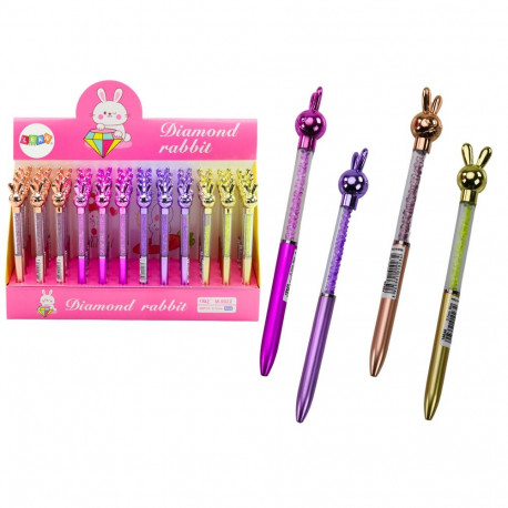 Długopis Z Zającem Diamenciki Niebieski Wkład 0.7mm Mix