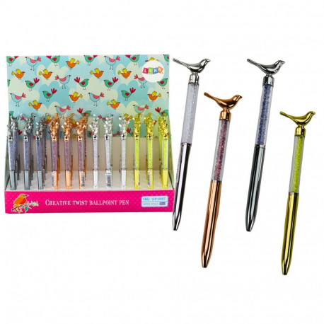 Długopis Z Ptakiem Diamenciki Niebieski Wkład 0.7mm Mix