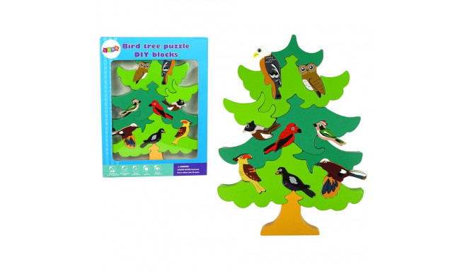 Drewniane Drzewo Ptaki Leśne DIY Klocki Drewniane Puzzle Trójwymiarowa