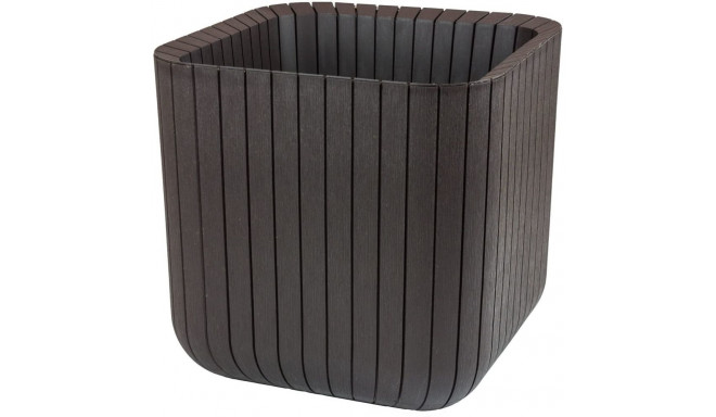 Keter Cube Wood lillepott S pruun
