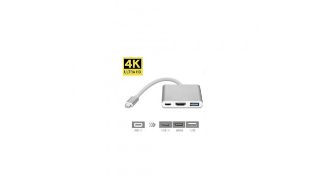 Fusion Accessories USB-C Multiport Adapter (USB 3.0 / HDMI / USB Type C) Silver