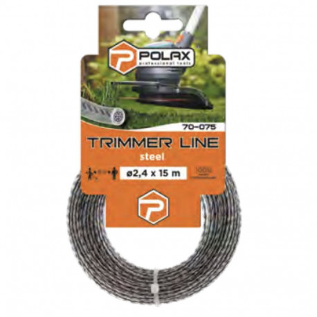 Trimmera aukla, metāla stieple ar neilonu, 2,4mm x 15m, Polax