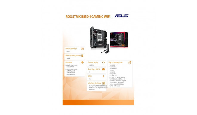 Motherboard ROG STRIX B850-I GAMING WIFI