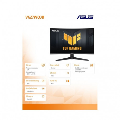 Monitor 27 inches VG27WQ3B QHD 180Hz 1500R 2xHDMI DP SPEAKERS
