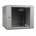 Wall mount cabinet 19 9U 501/600/450mm, glass door, grey (RAL 7035)