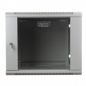 Wall mount cabinet 19 9U 501/600/450mm, glass door, grey (RAL 7035)