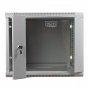Wall mount cabinet 19 9U 501/600/450mm, glass door, grey (RAL 7035)