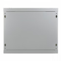 Wall mount cabinet 19 9U 501/600/450mm, glass door, grey (RAL 7035)