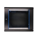 Wall cabinet rack 9U 600x450 black glass door