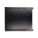 Wall cabinet rack 9U 600x450 black glass door