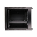 Wall cabinet rack 9U 600x450 black glass door