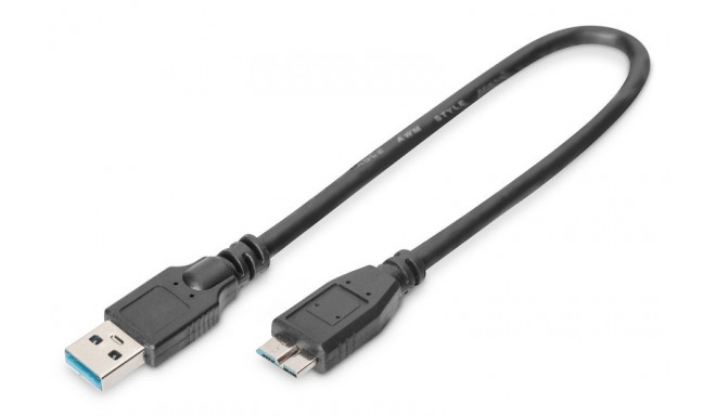 Digitus kaabel USB-A - microUSB-B M/M 0,25m, must