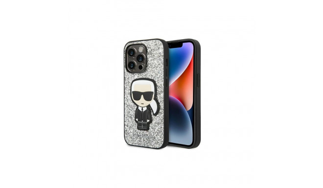 Karl Lagerfeld KLHCP14LGFKPG iPhone 14 Pro 6.1 "hardcase silver / silver Glitter Flakes Ikonik