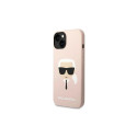 Karl Lagerfeld kaitseümbris iPhone 14 6.1" Silicone Karl`s Head, heleroosa (KLHMP14SSLKHLP)