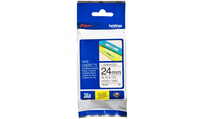 Etiketilint TZe-251 24mm, must valgel
