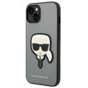 Karl Lagerfeld KLHCP14SSAPKHG iPhone 14/ 15 / 13 6.1" silver hardcase Saffiano Karl`s Head P