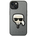 Karl Lagerfeld KLHCP14SSAPKHG iPhone 14/ 15 / 13 6.1" silver hardcase Saffiano Karl`s Head P