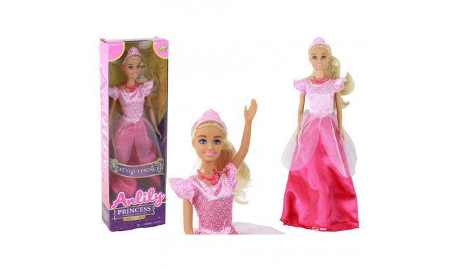Anlily printsess pikkade blondide juustega roosa kleit tiara nukuk