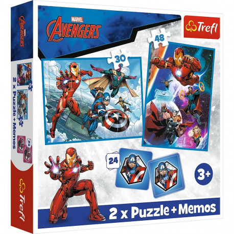 Puzzle + MEMOS – 2 ühes (30,48) – kangelased tegevuses – Marvel The Avengers – Trefl 93333