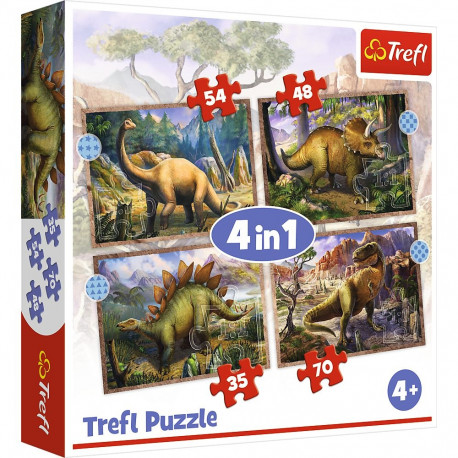 Puzzle - 4w1 (35, 48, 54, 70) - Ciekawe dinozaury - Trefl 34383