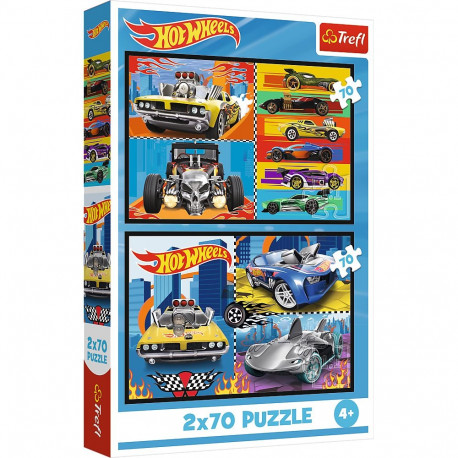 Puzzle - 2x70 - Samochodziki - Hot Wheels Trefl 34442