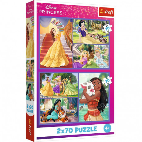 Puzzle - 2x70 - muinasjutulised päevad - Disney Princess - Trefl 34440