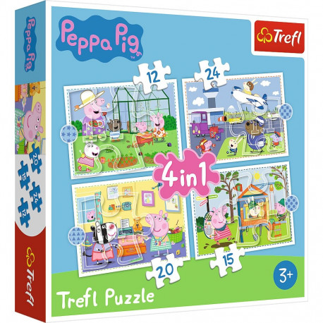 Trefl pusle 34359 4-ühes (12, 15, 20, 24) Põrsas Peppa puhkusemälestused