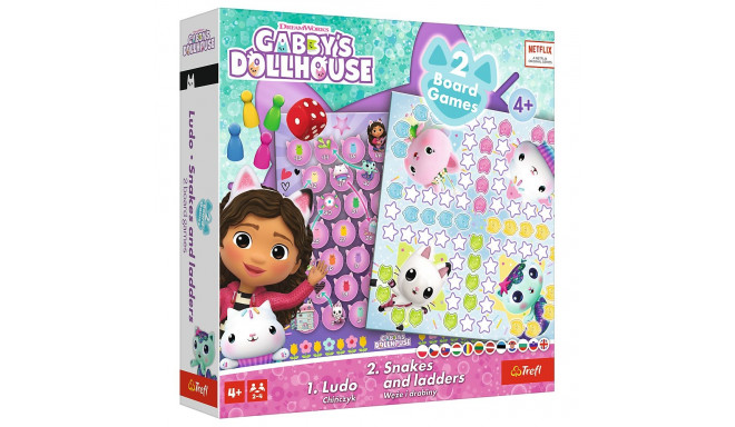Gra klasyczna 2w1 Chińczyk, Węże i drabiny Koci Domek Gabi Trefl 02590