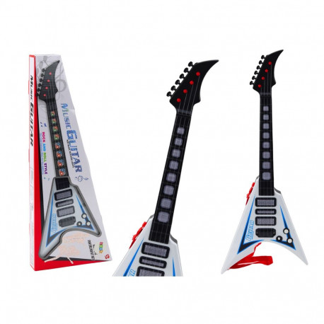 Laste elektrikitarr tulede ja meloodiatega, valge