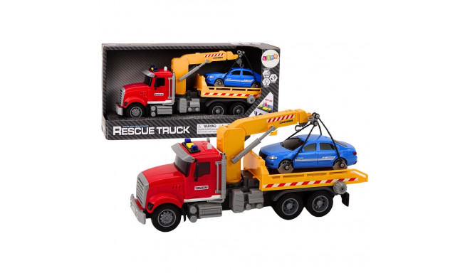 Ciężarówka Laweta Z Dźwigiem Na Auto Światła Dźwięki Napęd Czerwona